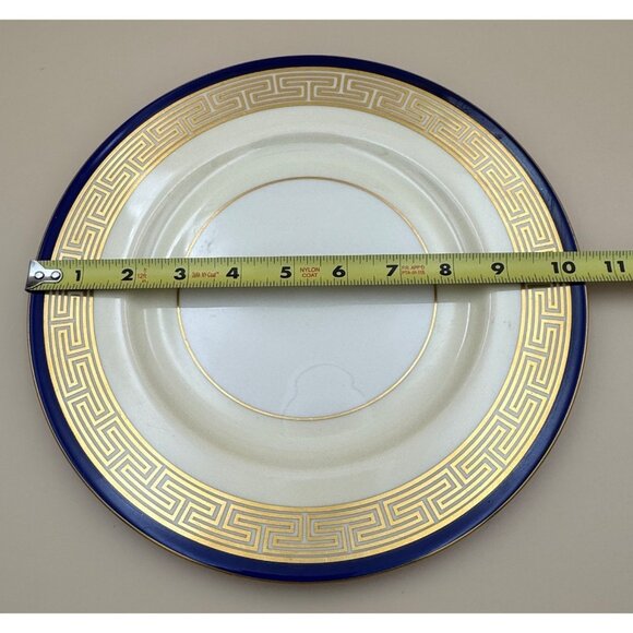 Lenox Etruscan Cobalt Blue Greek Key Dinner Plate 10 3/8" Gold Ivory China USA - Picture 9 of 9